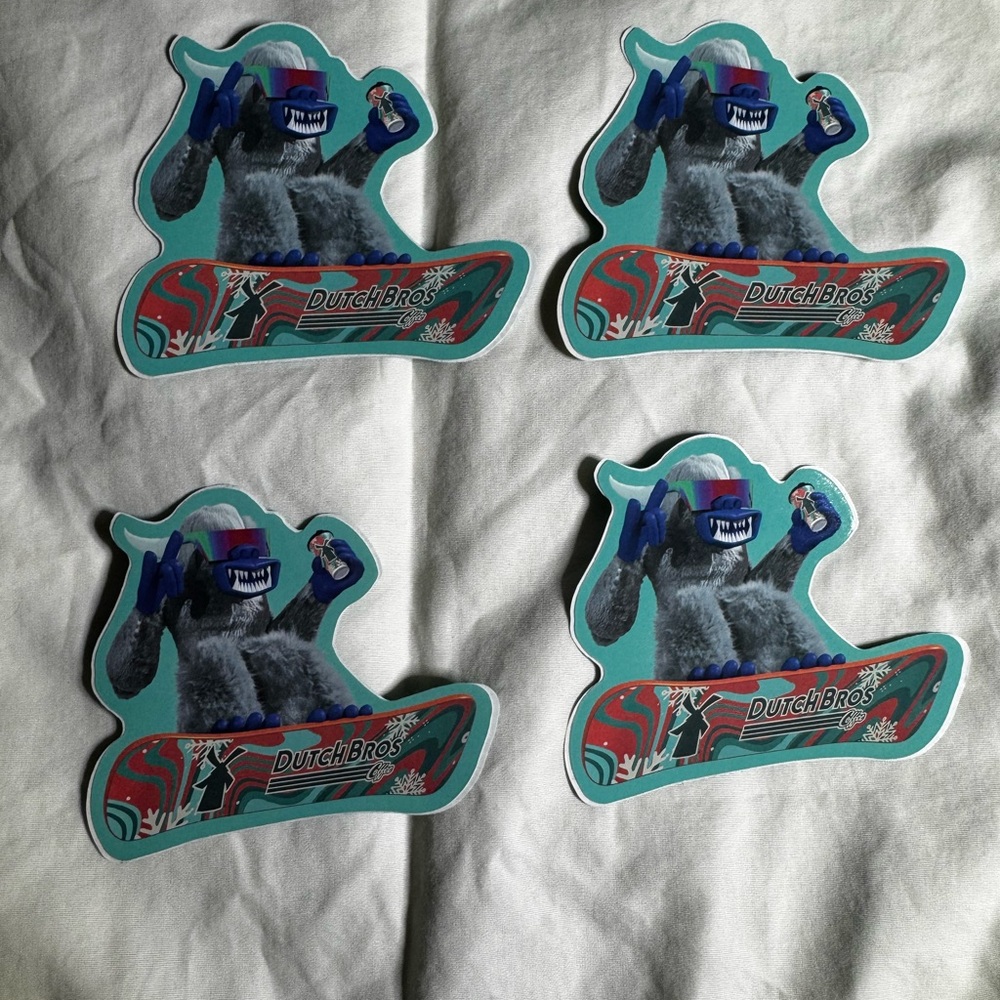 Dutch Bros Yeti Snowboarding Sticker